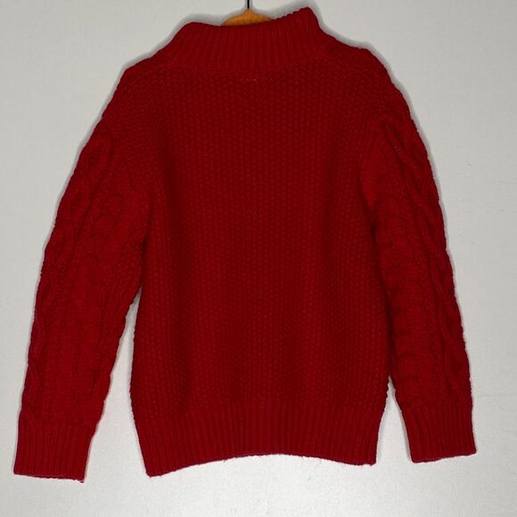 New Gap Toddler Mockneck Cable-Knit Red Sweater Boy's Size 3T - Picture 2 of 8